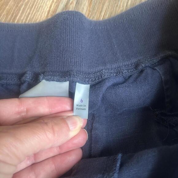 Athleta Shorts Womens Size 6 Navy 100% Linen Drawstring Waist Pockets - Picture 3 of 6